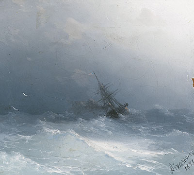 An American Steamer in Heavy Seas , 1873 | Aivazovsky | Giclée Leinwand Kunstdruck