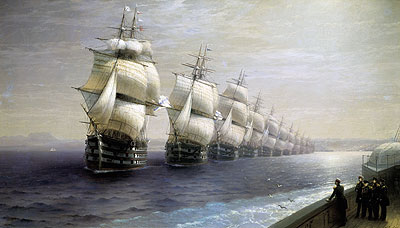 Review of the Black Sea Fleet, 1886 | Aivazovsky | Giclée Leinwand Kunstdruck