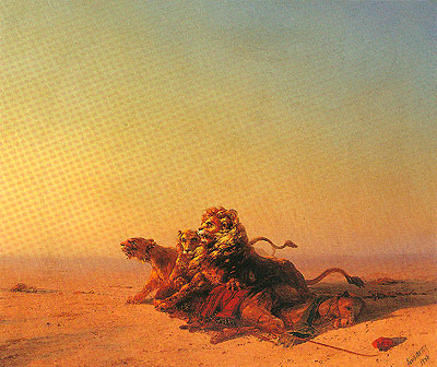 Lions in the Desert, 1874 | Aivazovsky | Giclée Canvas Print