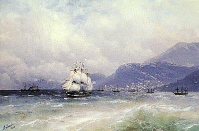Russian and Turkish Shipping off Trabzon, 1888 | Aivazovsky | Giclée Leinwand Kunstdruck