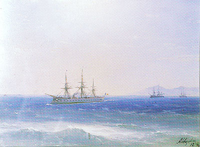 French Warships offshore, 1874 | Aivazovsky | Giclée Leinwand Kunstdruck