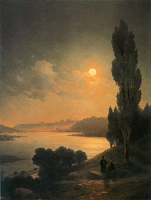 Constantinople, Moonlit View from Eyup, 1874 | Aivazovsky | Giclée Leinwand Kunstdruck