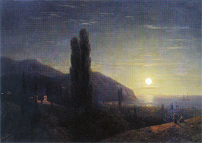 Crimean View in the Moonlight, 1860 | Aivazovsky | Giclée Leinwand Kunstdruck
