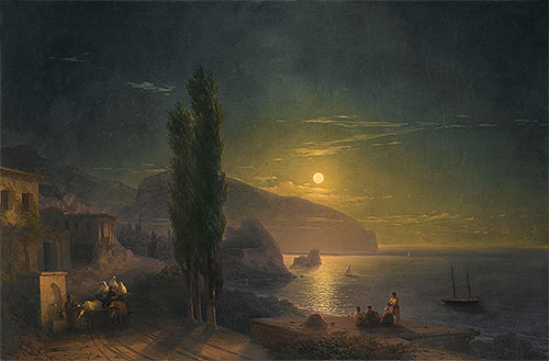 Ayu Dag under a Full Moon, 1856 | Aivazovsky | Giclée Canvas Print