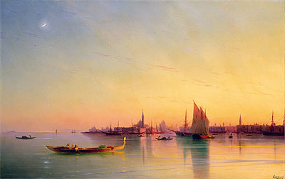 Sunset over the Venetian Lagoon, 1873 | Aivazovsky | Giclée Canvas Print