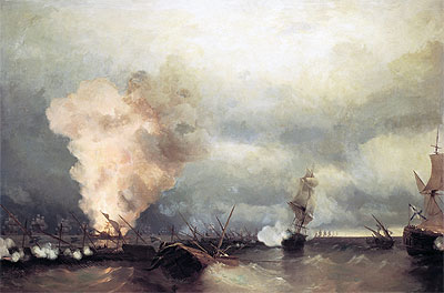 Battle of Vyborg Bay, 25 June 1790, 1846 | Aivazovsky | Giclée Leinwand Kunstdruck