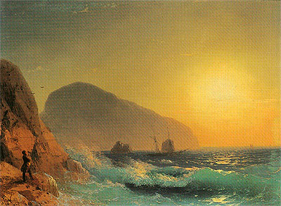 Pushkin Looking out to Sea from the Crimean Coast, 1889 | Aivazovsky | Giclée Leinwand Kunstdruck
