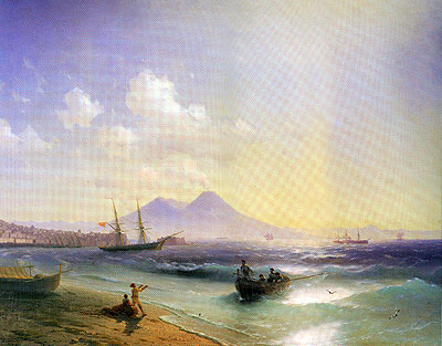 Fishermen Returning near Naples, 1874 | Aivazovsky | Giclée Leinwand Kunstdruck