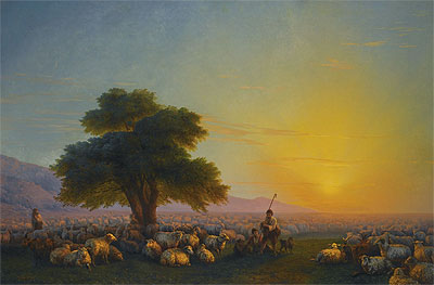 A Shepherd and his Flock in the Crimea, 1859 | Aivazovsky | Giclée Leinwand Kunstdruck