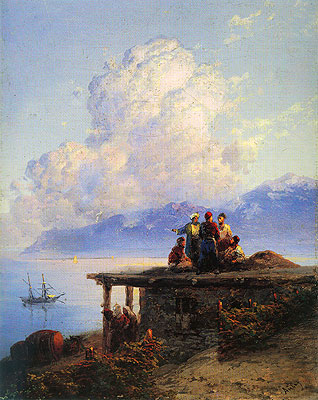 Turks Conversing by the Black Sea at Sunset, 1898 | Aivazovsky | Giclée Canvas Print
