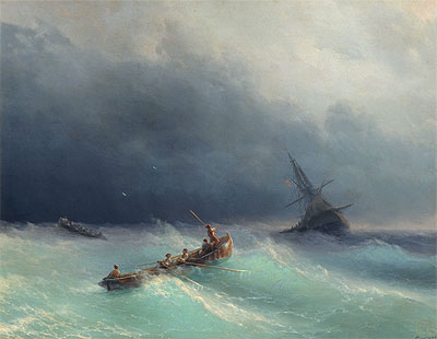 Sturm auf dem Meer, 1873 | Aivazovsky | Giclée Leinwand Kunstdruck
