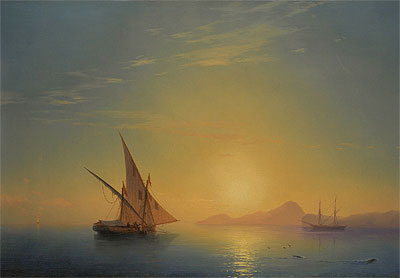 Sunset Over Ischia, 1857 | Aivazovsky | Giclée Canvas Print