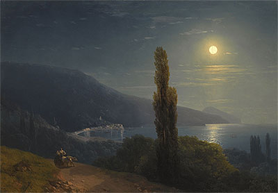Krim-Küste im Mondschein, 1859 | Aivazovsky | Giclée Leinwand Kunstdruck