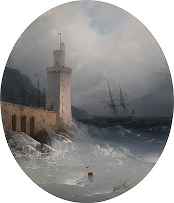 Blick auf die Amalfi-Küste, 1865 | Aivazovsky | Giclée Leinwand Kunstdruck