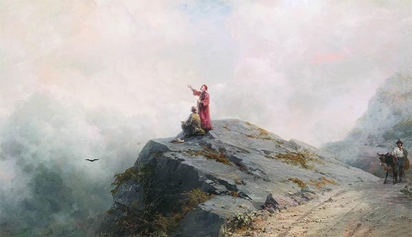Dante und der Maler in den Bergen, 1883 | Aivazovsky | Giclée Leinwand Kunstdruck