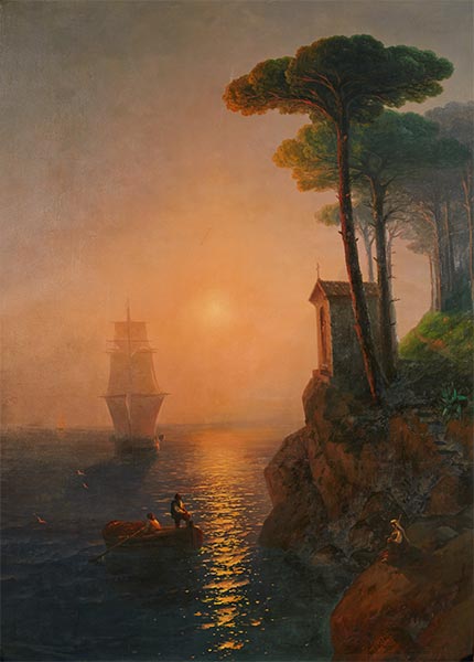 Nebliger morgen in Italien, 1864 | Aivazovsky | Giclée Leinwand Kunstdruck