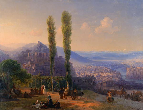 Blick auf Tiflis, 1869 | Aivazovsky | Giclée Leinwand Kunstdruck