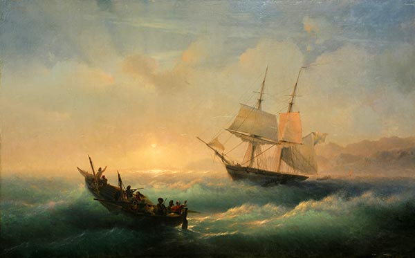 Sonnenaufgang am Schwarzen Meer, 1860s | Aivazovsky | Giclée Leinwand Kunstdruck