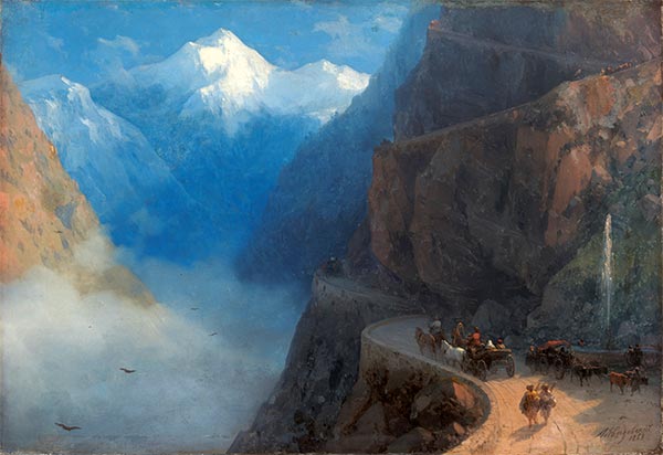 Straße von Mleta nach Gudauri, 1868 | Aivazovsky | Giclée Leinwand Kunstdruck