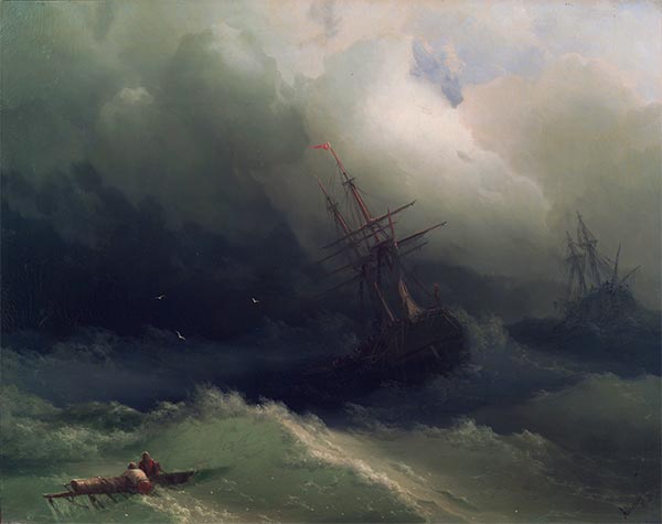 Schiffe auf stürmischer See, 1866 | Aivazovsky | Giclée Leinwand Kunstdruck