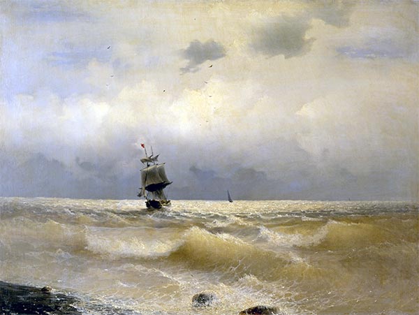 Schiff am Ufer, 1880s | Aivazovsky | Giclée Leinwand Kunstdruck