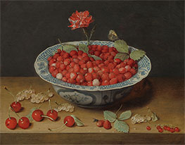 Wild Strawberries and a Carnation in a Wan-Li Bowl | Jacob van Hulsdonck | Painting Reproduction