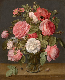 Jacob van Hulsdonck | Roses in a Glass Vase | Giclée Canvas Print