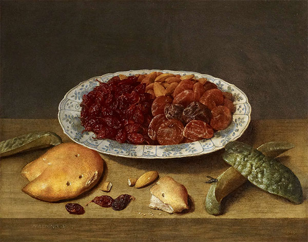 Still Life with Raisins, Apricots and Plums in a Porcelain Dish, 1620s | Jacob van Hulsdonck | Giclée Canvas Print