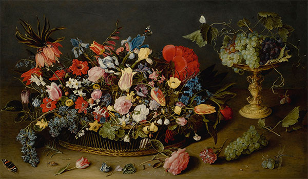 An Elaborate Basket of Flowers and a Tazza with Grapes, Undated | Jacob van Hulsdonck | Giclée Canvas Print