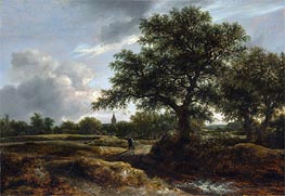 Landscape with a Village in the Distance, 1646 by Ruisdael | Canvas Print