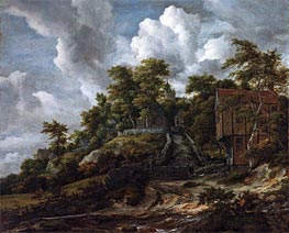 Wooded Hillside with a View of Bentheim Castle | Ruisdael | Painting Reproduction