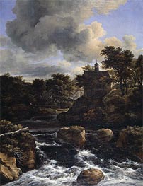 Mountainous Landscape with Waterfall, c.1660/65 by Ruisdael | Canvas Print
