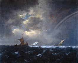 Ship in Rough Sea | Ruisdael | Painting Reproduction