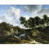 River Landscape with a Castle on a High Cliff, c.1670 - Ruisdael