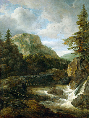 Berglandschaft mit Wasserfall, c.1670/80 | Ruisdael | Giclée Leinwand Kunstdruck