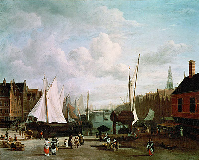Ruisdael | Harbour with Sailing Boats and Market Stalls, c.1660 | Giclée Canvas Print