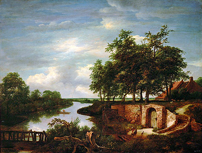 Flusslandschaft und Kellerzugang, 1649 | Ruisdael