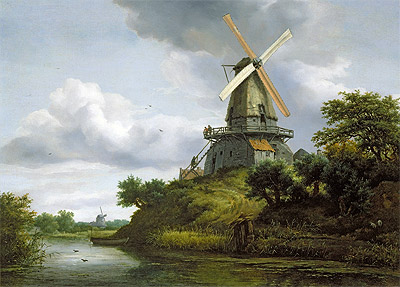 Windmühle an einem Fluss, n.d. | Ruisdael