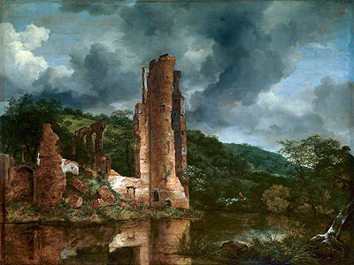 Landschaft mit den Ruinen der Burg Egmond, c.1650/55 | Ruisdael