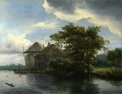 A Cottage and a Hayrick by a River, c.1646/50 | Ruisdael | Giclée Canvas Print