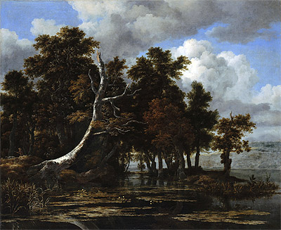 Oaks at a Lake with Water Lilies, undated | Ruisdael | Giclée Canvas Print