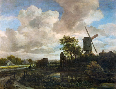 Evening Landscape, A Windmill by a Stream, c.1655/60 | Ruisdael | Giclée Canvas Print