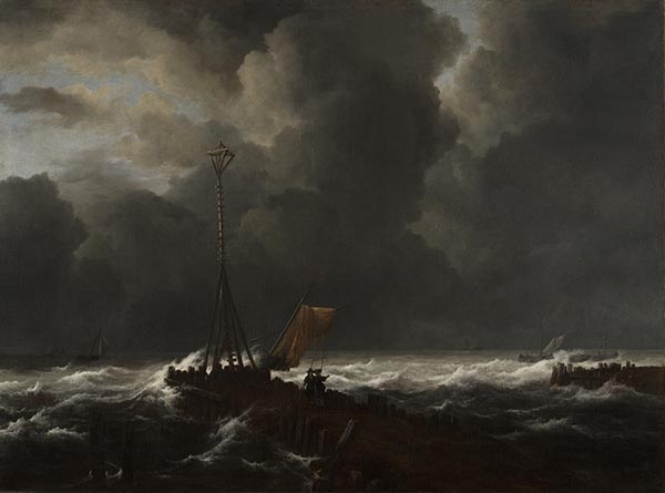 Raue See an einem Steg, 1650s | Ruisdael