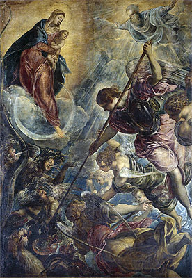 Archangel Michael Fights Satan, c.1590 | Tintoretto