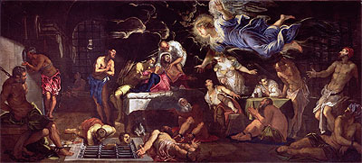 Tintoretto | St. Roch Visited by an Angel in Prison, 1567 | Giclée Canvas Print