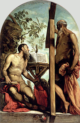 St. Andrew and St. Jerome, n.d. | Tintoretto | Giclée Canvas Print