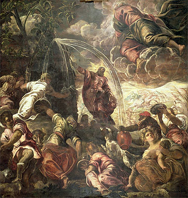 Moses Striking Water from the Rock, 1575 | Tintoretto | Giclée Canvas Print