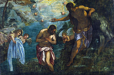 Baptism of Christ, c.1585 | Tintoretto | Giclée Canvas Print