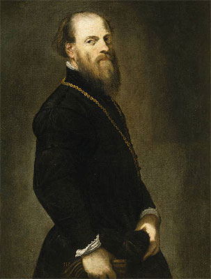 Gentleman with a Gold Chain, c.1555 | Tintoretto | Giclée Leinwand Kunstdruck