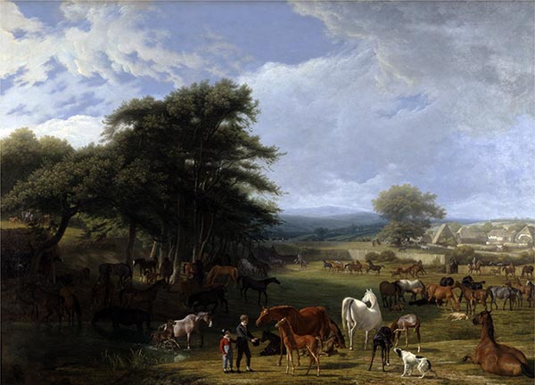 Lord Rivers's Stud Farm, Stratfield Saye, 1807 | Jacques-Laurent Agasse | Giclée Canvas Print